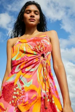 FARM RIO Fruit Brush Cut Out Midi Dress