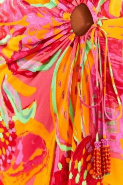 FARM RIO Fruit Brush Cut Out Midi Dress