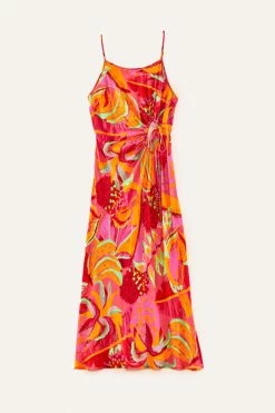 FARM RIO Fruit Brush Cut Out Midi Dress