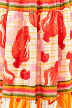 FARM RIO Fruits Scarves Tiered Maxi Dress New In