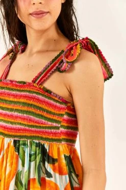 FARM RIO Fruits Scarves Tiered Maxi Dress New In