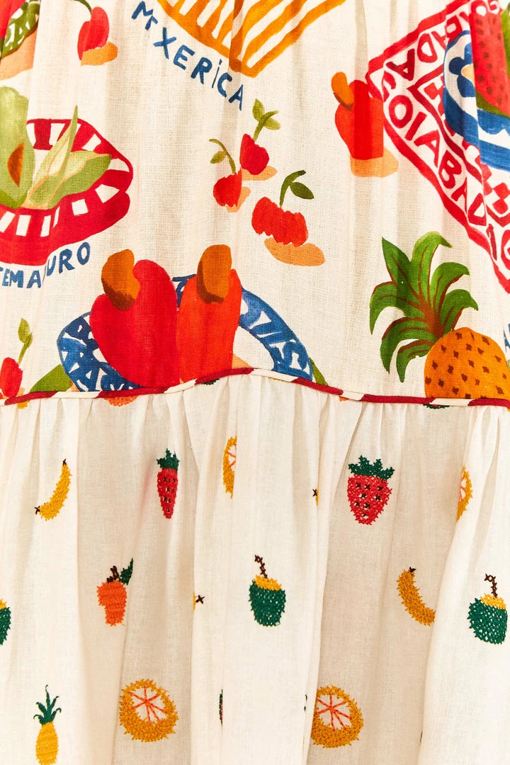 FARM RIO Mixed Picnic V Neck Maxi Dress New In