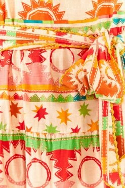 FARM RIO New In Rainbow Sunset Halter Neck Maxi Dress