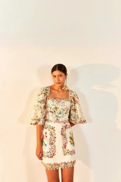 FARM RIO Delicate Forest Scarves Mini Dress