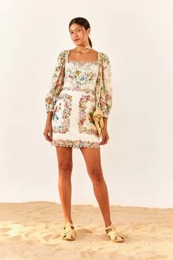 FARM RIO Delicate Forest Scarves Mini Dress