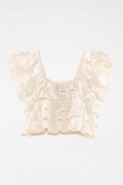 FARM RIO New In Off-White 3D Flower Layered Blouse