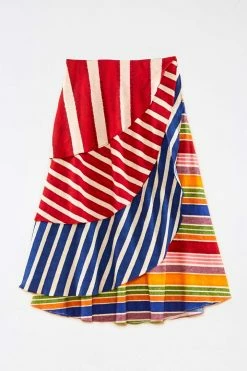 FARM RIO New In Amazing Stripes Frill Midi Skirt