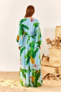 FARM RIO Blue Fresh Bananas Maxi Dress