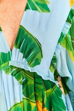 FARM RIO Blue Fresh Bananas Maxi Dress