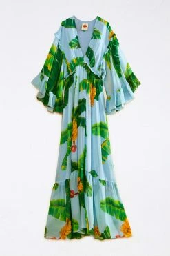 FARM RIO Blue Fresh Bananas Maxi Dress