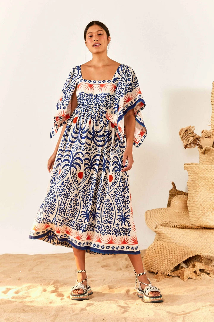 FARM RIO Afternoon Breeze Midi Dress New In