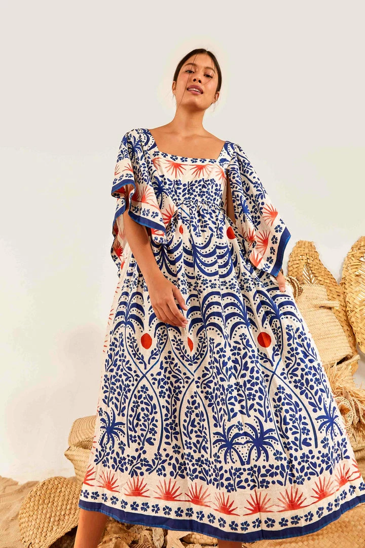 FARM RIO Afternoon Breeze Midi Dress New In