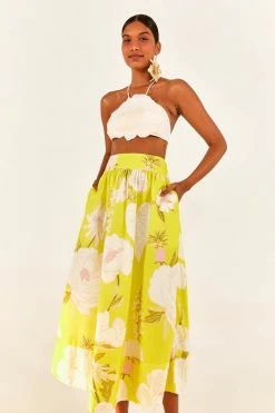 FARM RIO New In Yellow Neon Garden Maxi Skirt