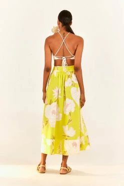 FARM RIO New In Yellow Neon Garden Maxi Skirt