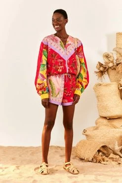 FARM RIO Mixed Scarves Drawstring Shorts