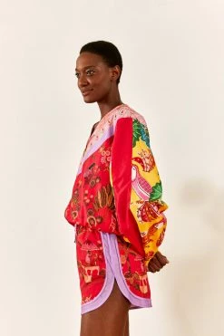 FARM RIO Mixed Scarves Drawstring Shorts