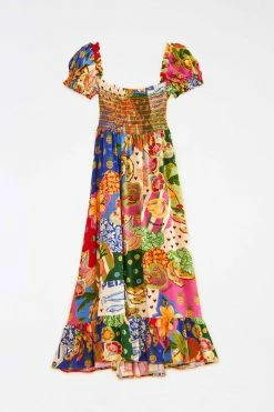 FARM RIO Sunny Mix Square Neck Midi Dress