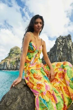 FARM RIO Yellow Beaks & Bananas Maxi Skirt New In