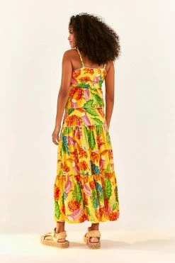 FARM RIO Yellow Beaks & Bananas Maxi Skirt New In