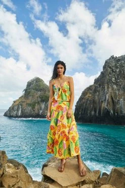 FARM RIO Yellow Beaks & Bananas Maxi Skirt New In