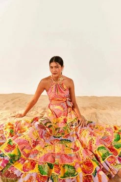 FARM RIO New In Mixed Pink Prints Maxi Dress