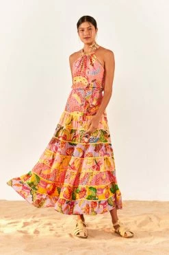 FARM RIO New In Mixed Pink Prints Maxi Dress