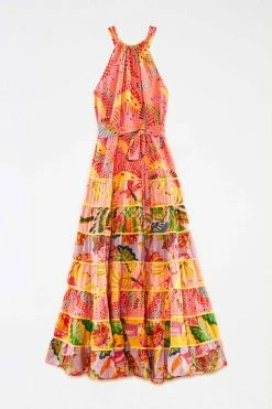 FARM RIO New In Mixed Pink Prints Maxi Dress