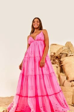FARM RIO Neon Pink Maxi Dress New In