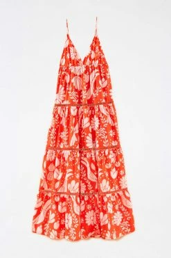FARM RIO Orange Neon Jungle Maxi Dress New In