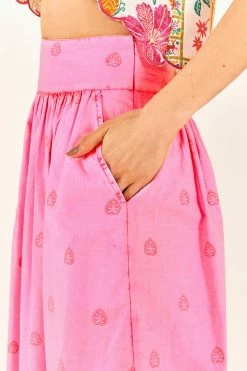 FARM RIO Neon Pink Richelieu Maxi Skirt New In