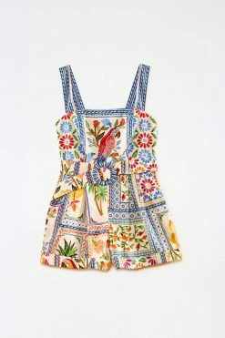FARM RIO New In Tropical Tiles Sleeveless Romper