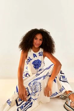 FARM RIO New In White Rainha Das Aguas T Shirt Dress