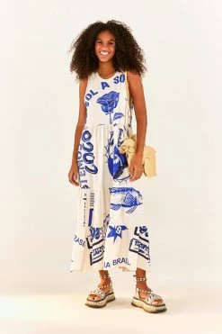 FARM RIO New In White Rainha Das Aguas T Shirt Dress