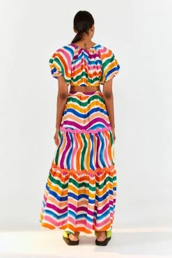 FARM RIO Most Loved DANCING STRIPES MAXI SKIRT