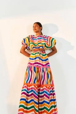 FARM RIO Most Loved DANCING STRIPES MAXI SKIRT
