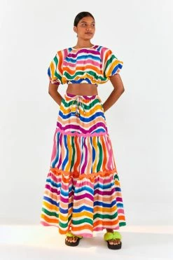 FARM RIO Most Loved DANCING STRIPES MAXI SKIRT