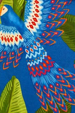 FARM RIO Blue Macaw Mini Wrap Dress