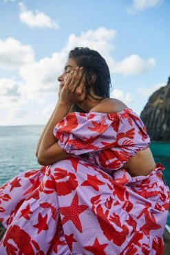 FARM RIO Lobster Sky Crop Top New In