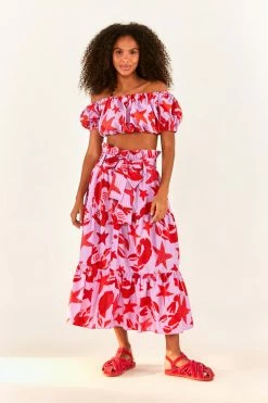 FARM RIO Lobster Sky Crop Top New In