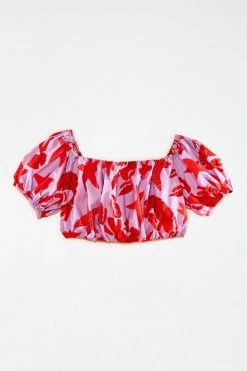 FARM RIO Lobster Sky Crop Top New In