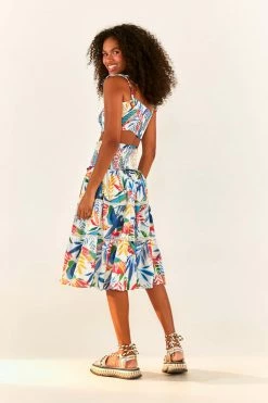 FARM RIO Macaw Wind Smocked Crop Top