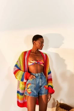 FARM RIO New In Colorful Birds Denim Shorts