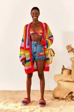 FARM RIO New In Colorful Birds Denim Shorts