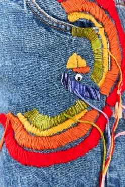 FARM RIO New In Colorful Birds Denim Shorts