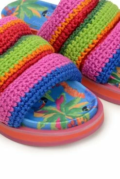 FARM RIO Accessories Blue Macaw Crochet Anatomic Slide Sandal