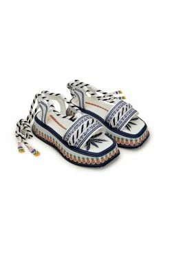 FARM RIO Blue Embroidery Flatform Sandal Most Loved