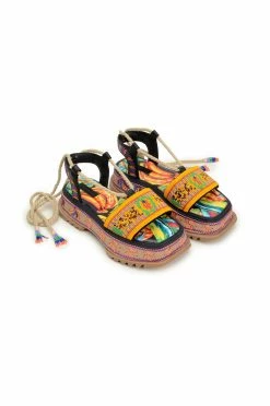 FARM RIO Beaded Banana Flatform Sandal