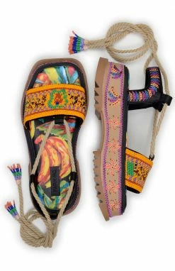 FARM RIO Beaded Banana Flatform Sandal