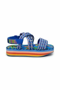 FARM RIO BLUE MACAW PLATFORM SANDAL New In