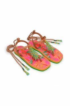 FARM RIO New In FLORAL PIETRA BEADED FLAT SANDAL
